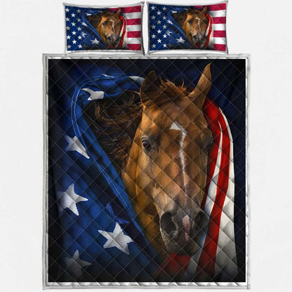 Horse Flag USA - Horse Quilt Set 0921