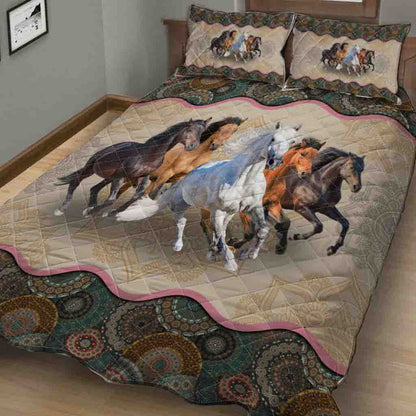 Five Horses Vintage Mandala - Horse Quilt Set 0921