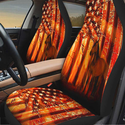 Horse American Flag Sunset - Horse Seat Covers 0921