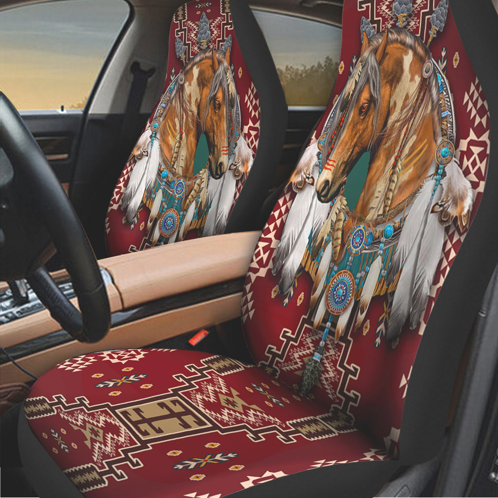 Horse Native American Red Pattern - Horse Seat Covers 0921