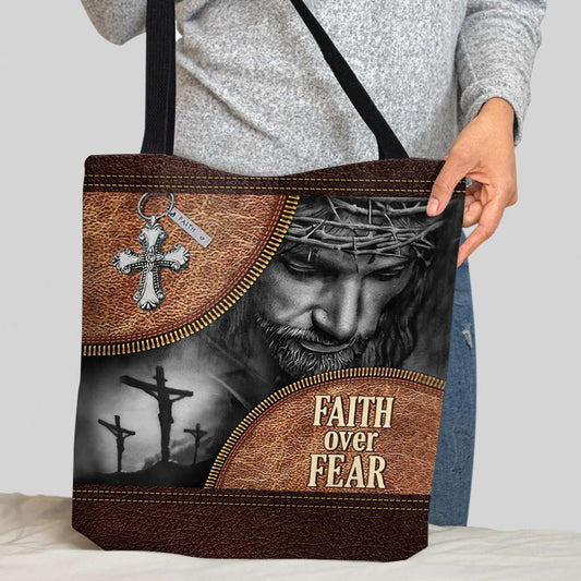 Faith Over Fear Jesus - Christian Tote Bag 0921