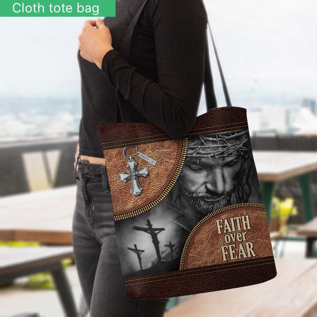 Faith Over Fear Jesus - Christian Tote Bag 0921