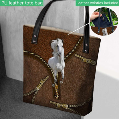 Love White Horse Tote Bag 0921