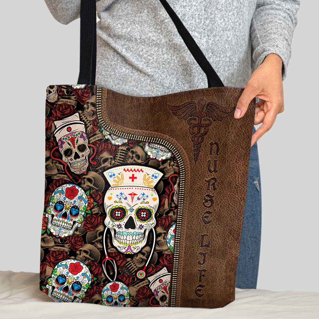 Nurse Leather Style Skull Nurse Nurse Life - Nurse Tote Bag 0921