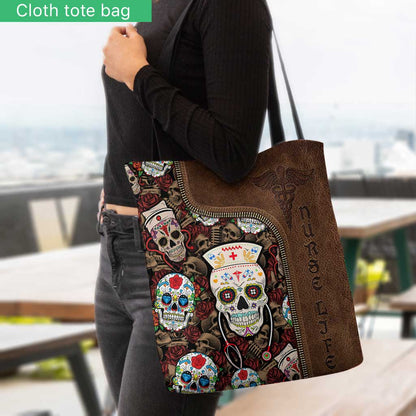 Nurse Leather Style Skull Nurse Nurse Life - Nurse Tote Bag 0921