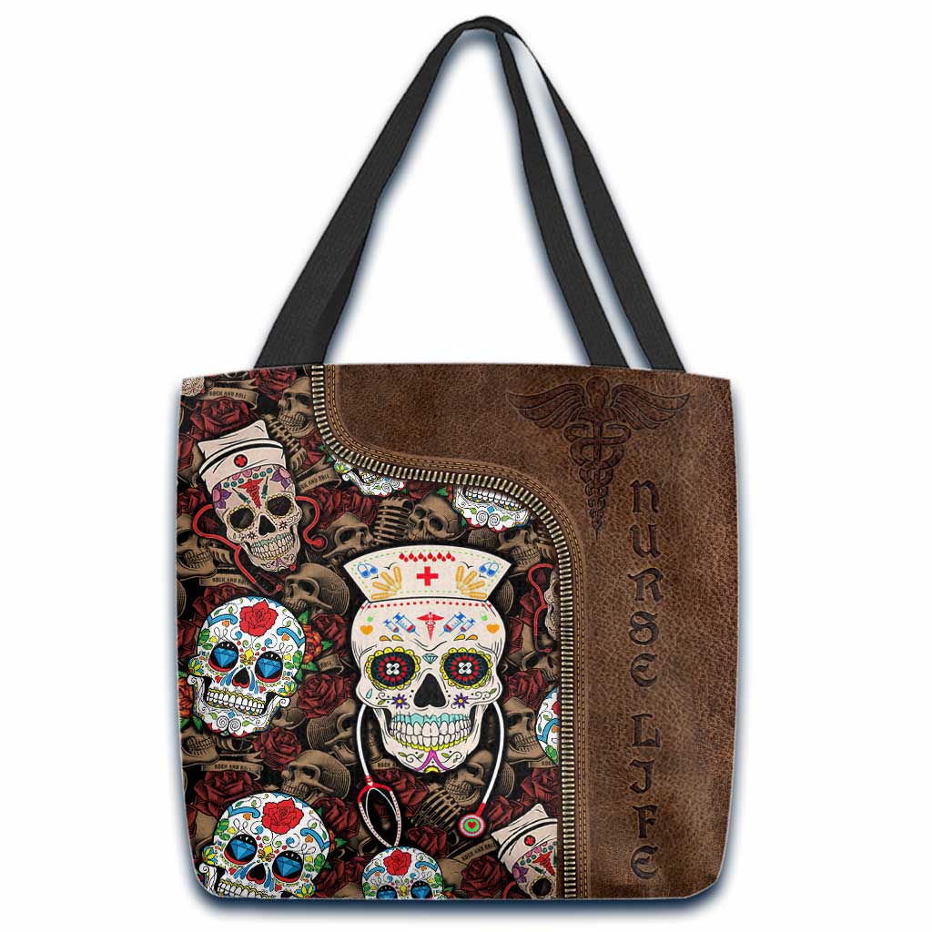 Nurse Leather Style Skull Nurse Nurse Life - Nurse Tote Bag 0921