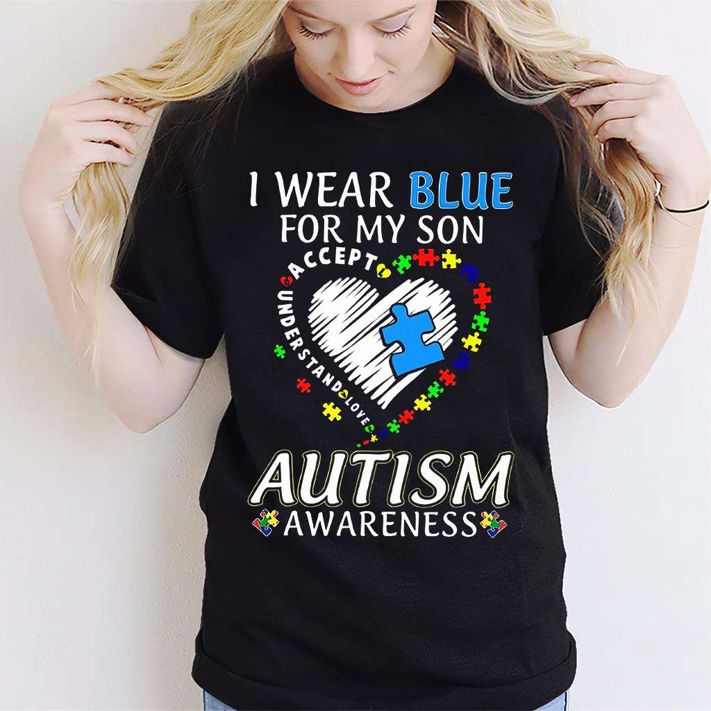 I Wear Blue For My Son - Autism Awareness T-shirt and Hoodie 0921