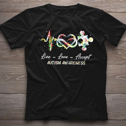 Live Love Accept - Autism Awareness T-shirt and Hoodie 0921