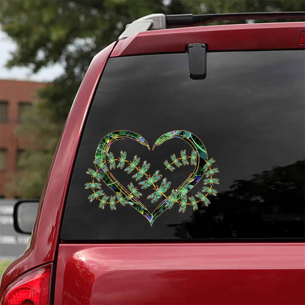 Dragonflies Lovers Heart - Shaped Decal Full