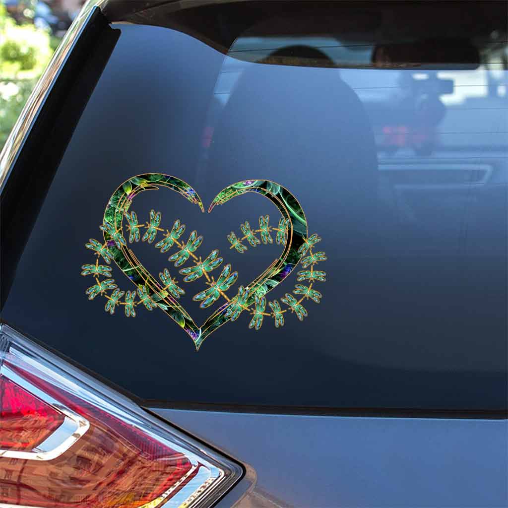 Dragonflies Lovers Heart - Shaped Decal Full