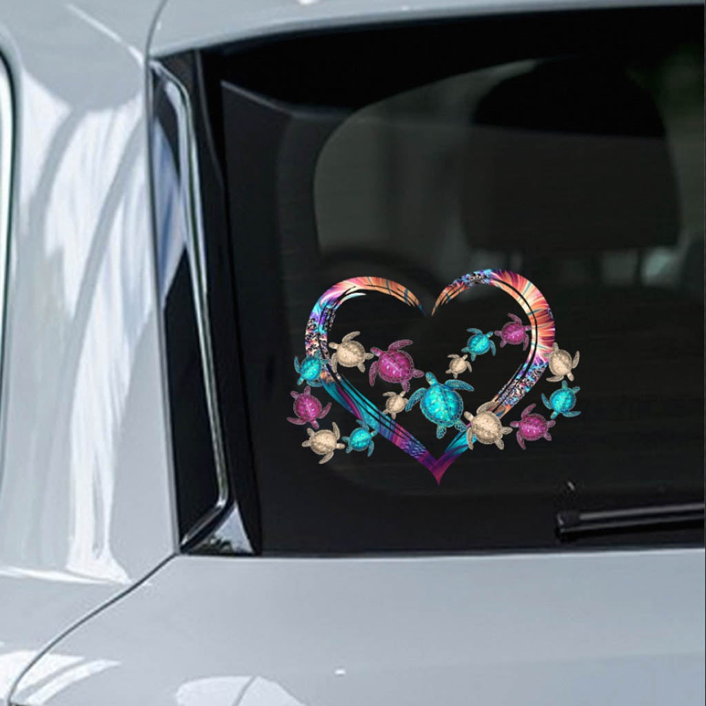 Turtles Lovers Heart Shaped Decal Full