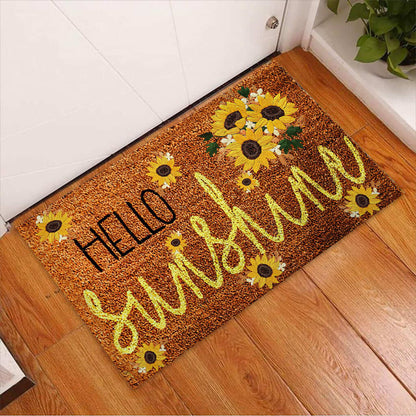 Hello Sunshine - Sunflower Coir Pattern Print Doormat