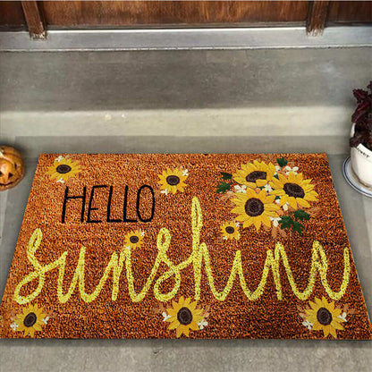 Hello Sunshine - Sunflower Coir Pattern Print Doormat