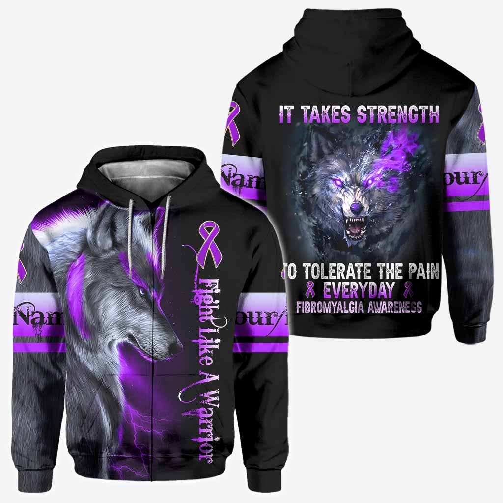 Fight Like A Warrior - Personalized Fibromyalgia Awareness All Over T-shirt and Hoodie