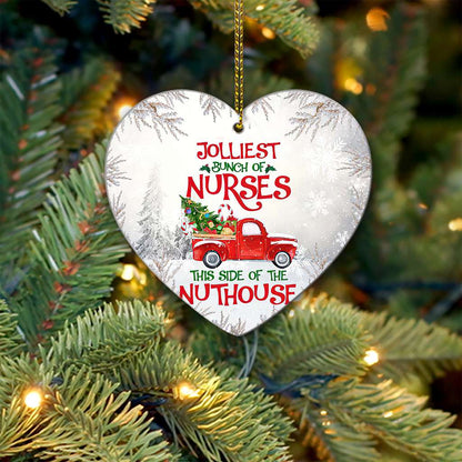 Jolliest Bunch Of Nurses Nurse - Heart Aluminium Ornament (Printed On Both Sides) 1122