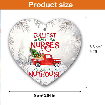 Jolliest Bunch Of Nurses Nurse - Heart Aluminium Ornament (Printed On Both Sides) 1122