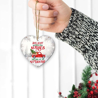 Jolliest Bunch Of Nurses Nurse - Heart Aluminium Ornament (Printed On Both Sides) 1122