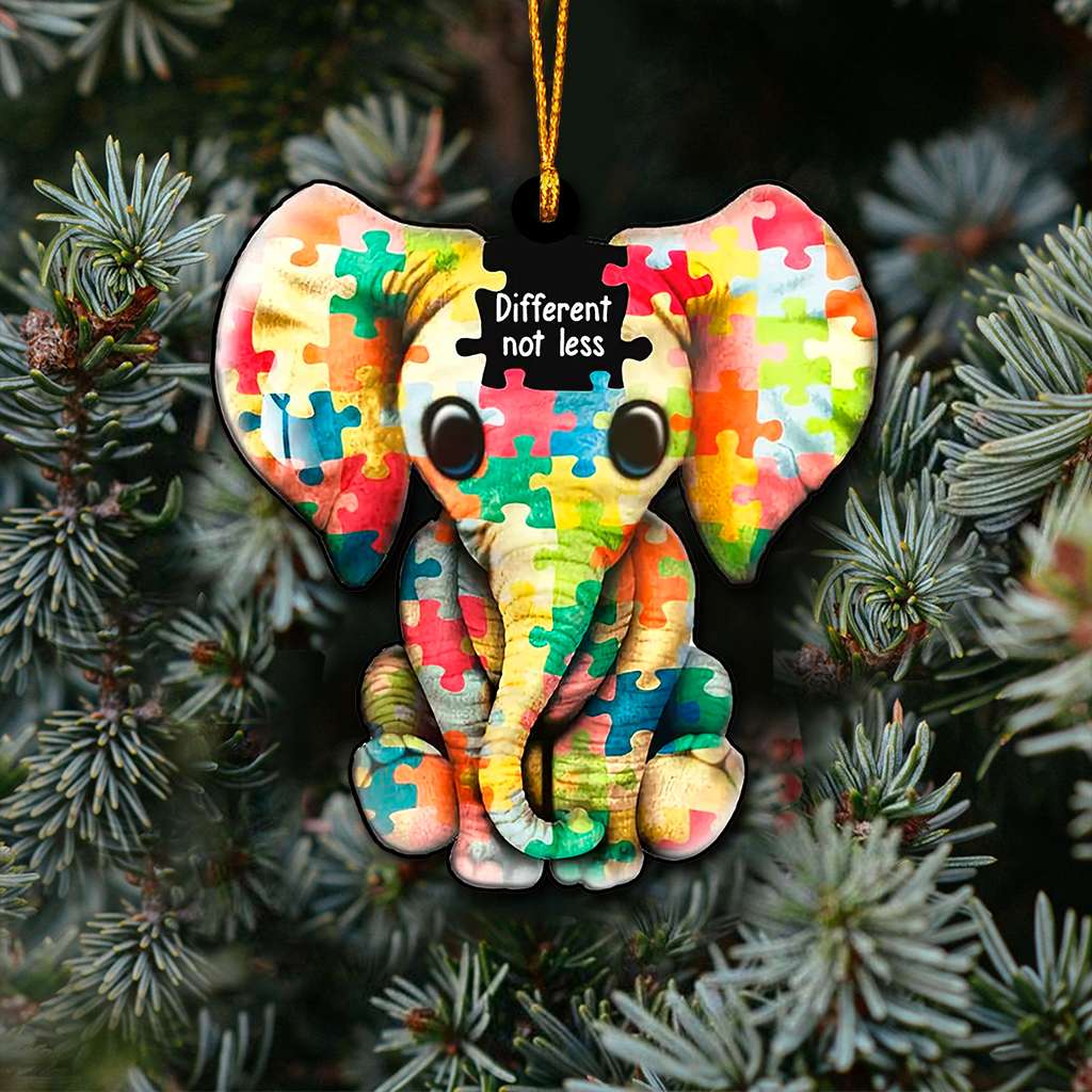 Autism Puzzle Elephant - Autism Awareness Ornament (Printed On Both Sides) 1022