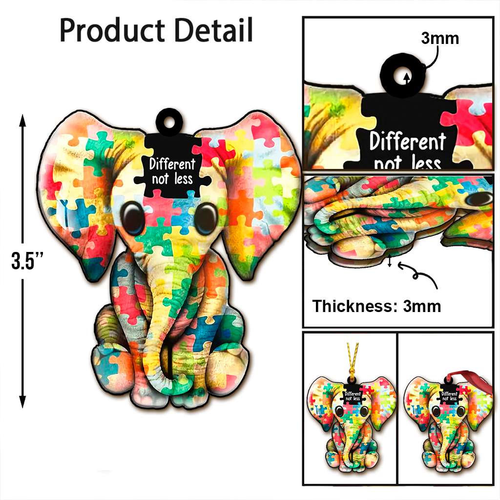 Autism Puzzle Elephant - Autism Awareness Ornament (Printed On Both Sides) 1022