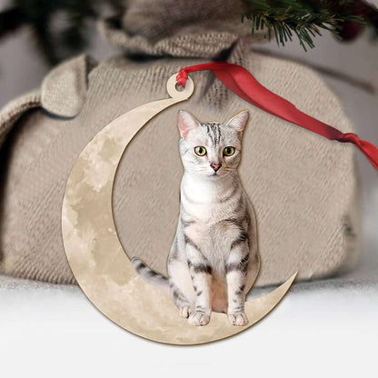 American Shorthair Cat Sits On The Moon - Cat Ornament (Printed On Both Sides) 1022