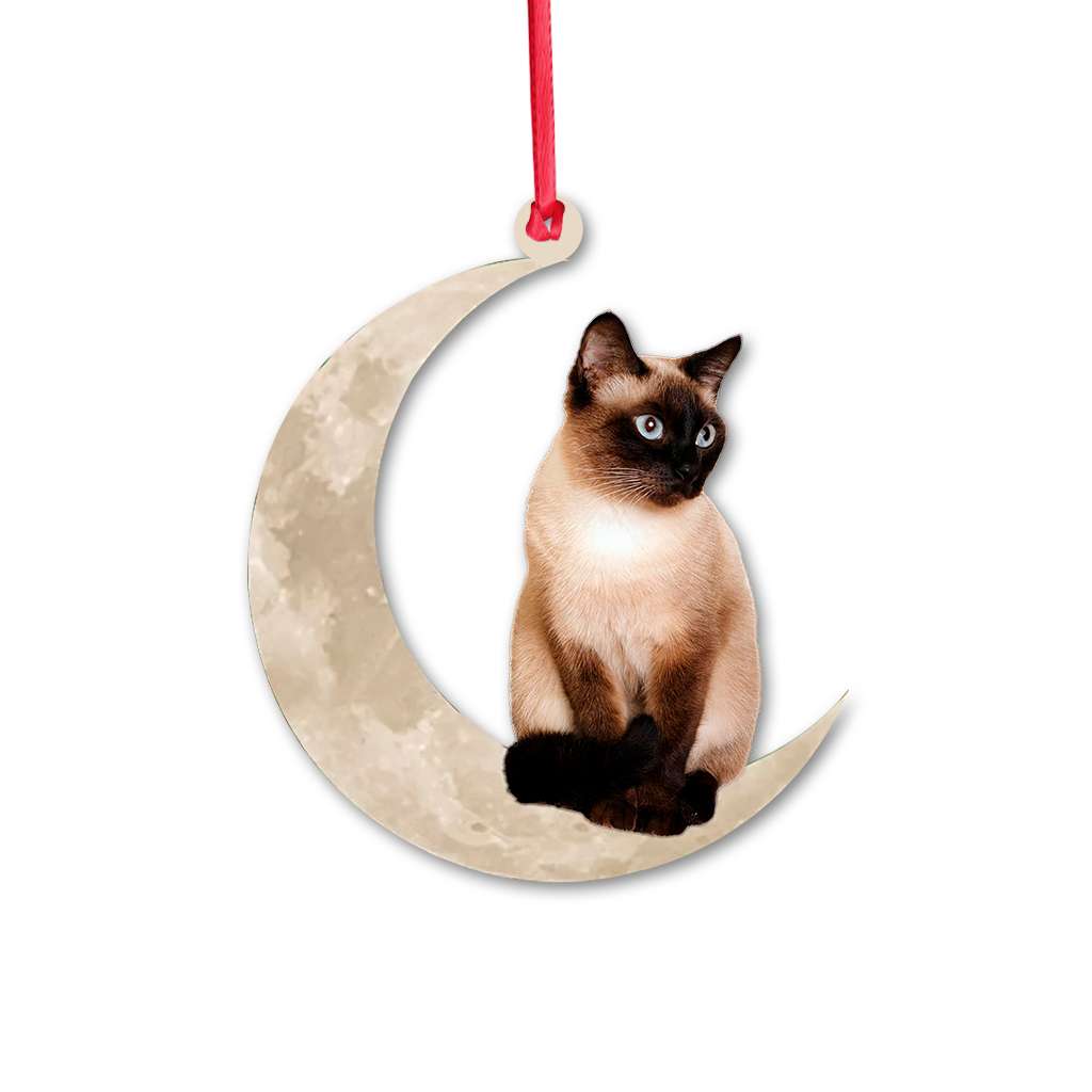 Siamese Cat Sits On The Moon - Cat Ornament (Printed On Both Sides) 1022