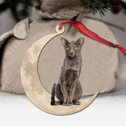 Oriental Shorthair Cat Sits On The Moon - Cat Ornament (Printed On Both Sides) 1022