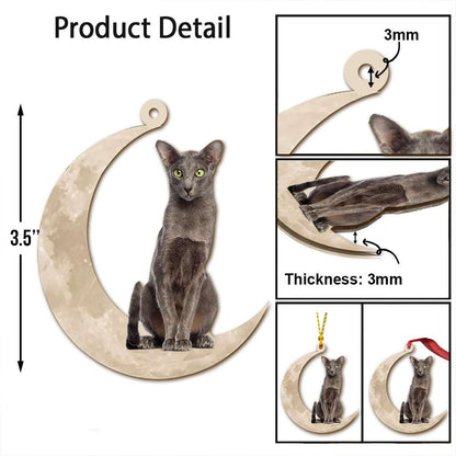 Oriental Shorthair Cat Sits On The Moon - Cat Ornament (Printed On Both Sides) 1022