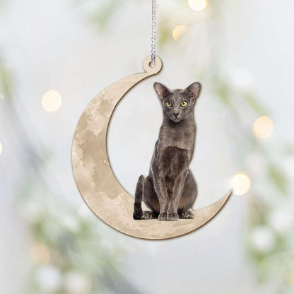 Oriental Shorthair Cat Sits On The Moon - Cat Ornament (Printed On Both Sides) 1022