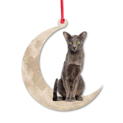 Oriental Shorthair Cat Sits On The Moon - Cat Ornament (Printed On Both Sides) 1022