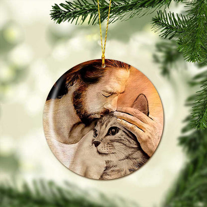 Cat With Jesus - Cat Ornament (Printed On Both Sides) 1022