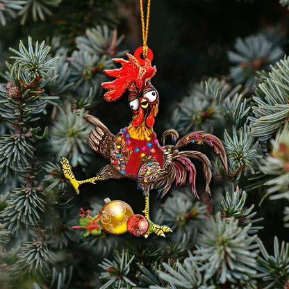 Funny Chicken With Baubles - Chicken Ornament (Printed On Both Sides) 1122