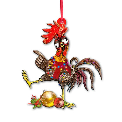 Funny Chicken With Baubles - Chicken Ornament (Printed On Both Sides) 1122