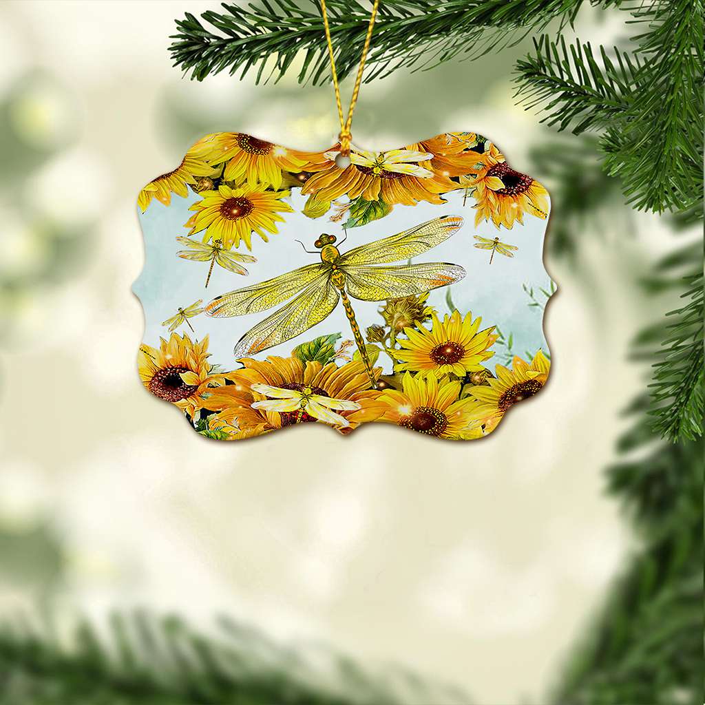 Dragonfly Sunflower - Dragonfly Ornament (Printed On Both Sides) 1022