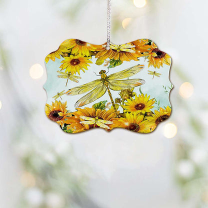 Dragonfly Sunflower - Dragonfly Ornament (Printed On Both Sides) 1022