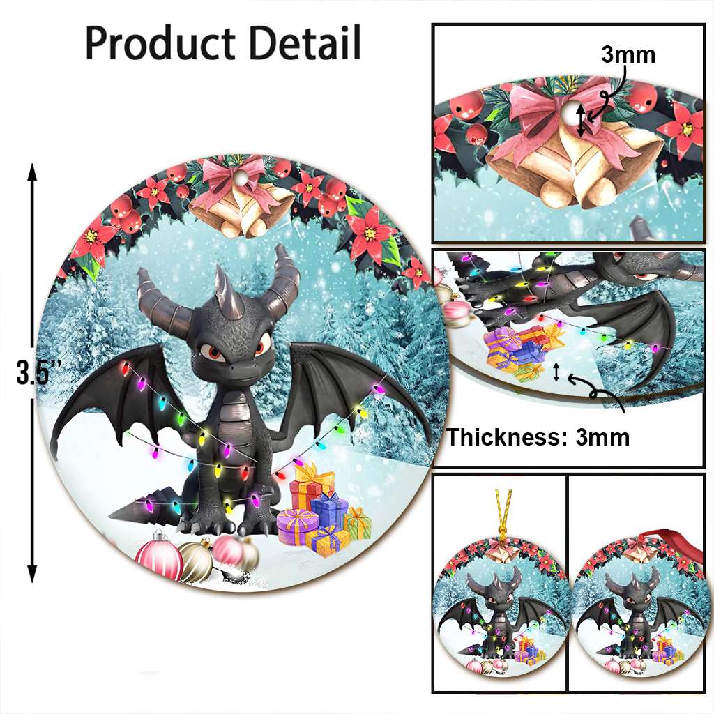 Is This Jolly Enough Black Dragon - Dragon Ornament (Printed On Both Sides) 1022