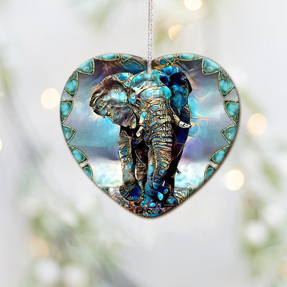 Elephant Glass Texture Printing - Elephant Ornament (Printed On Both Sides) 1122