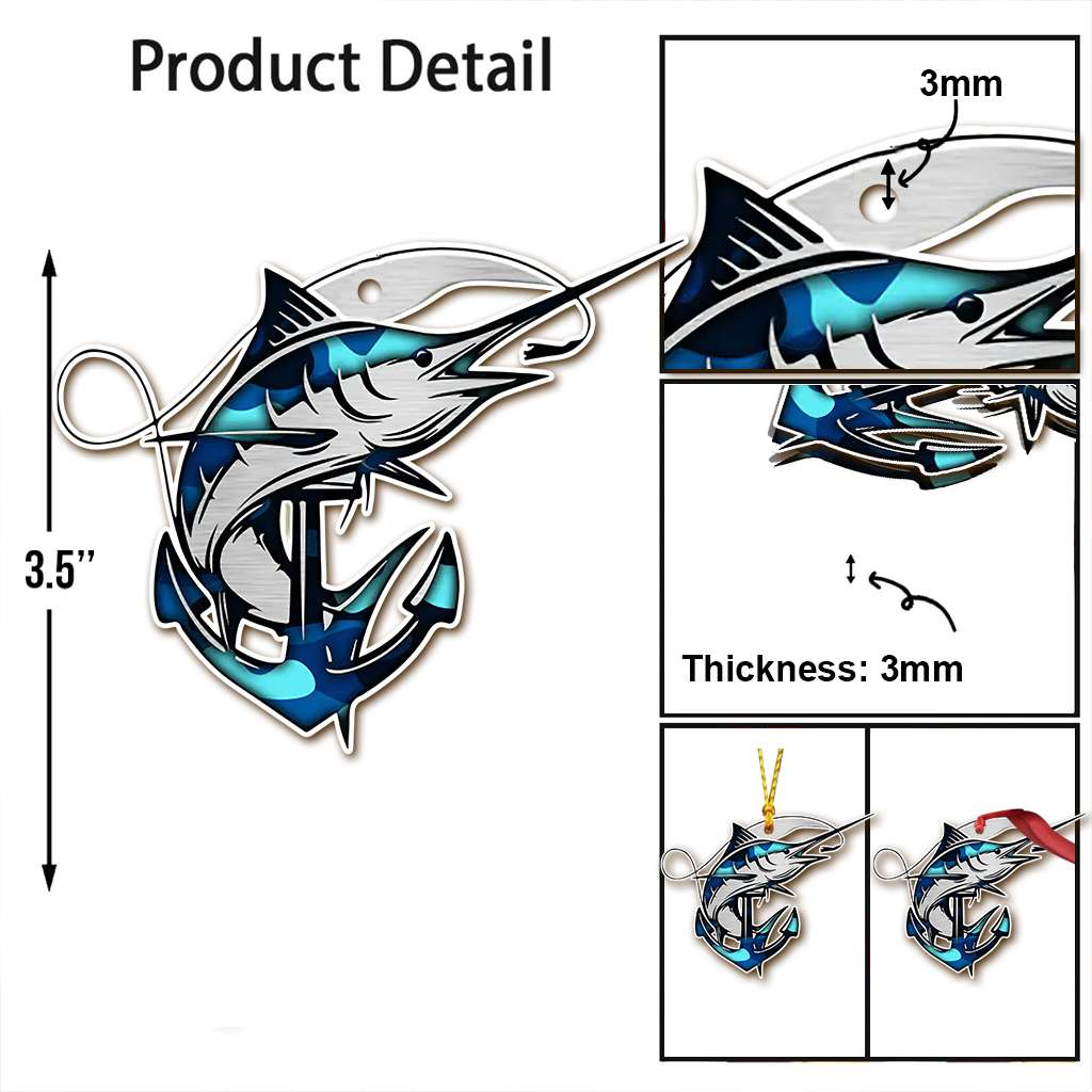 Marlin Fishing - Fishing Ornament (Printed On Both Sides) 1022