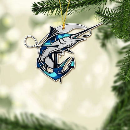 Marlin Fishing - Fishing Ornament (Printed On Both Sides) 1022