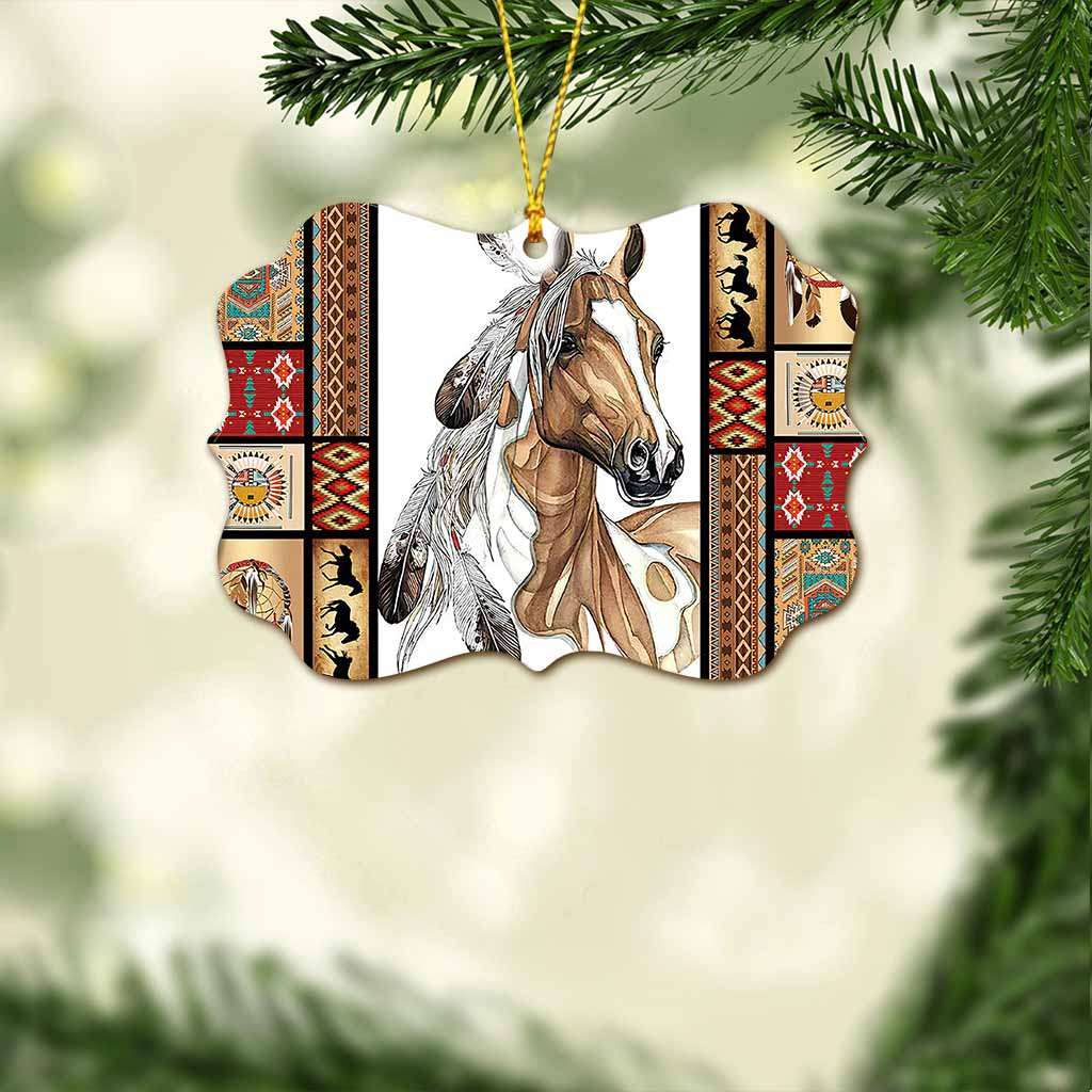 Horse Native American Pattern - Horse Ornament (Printed On Both Sides) 1022