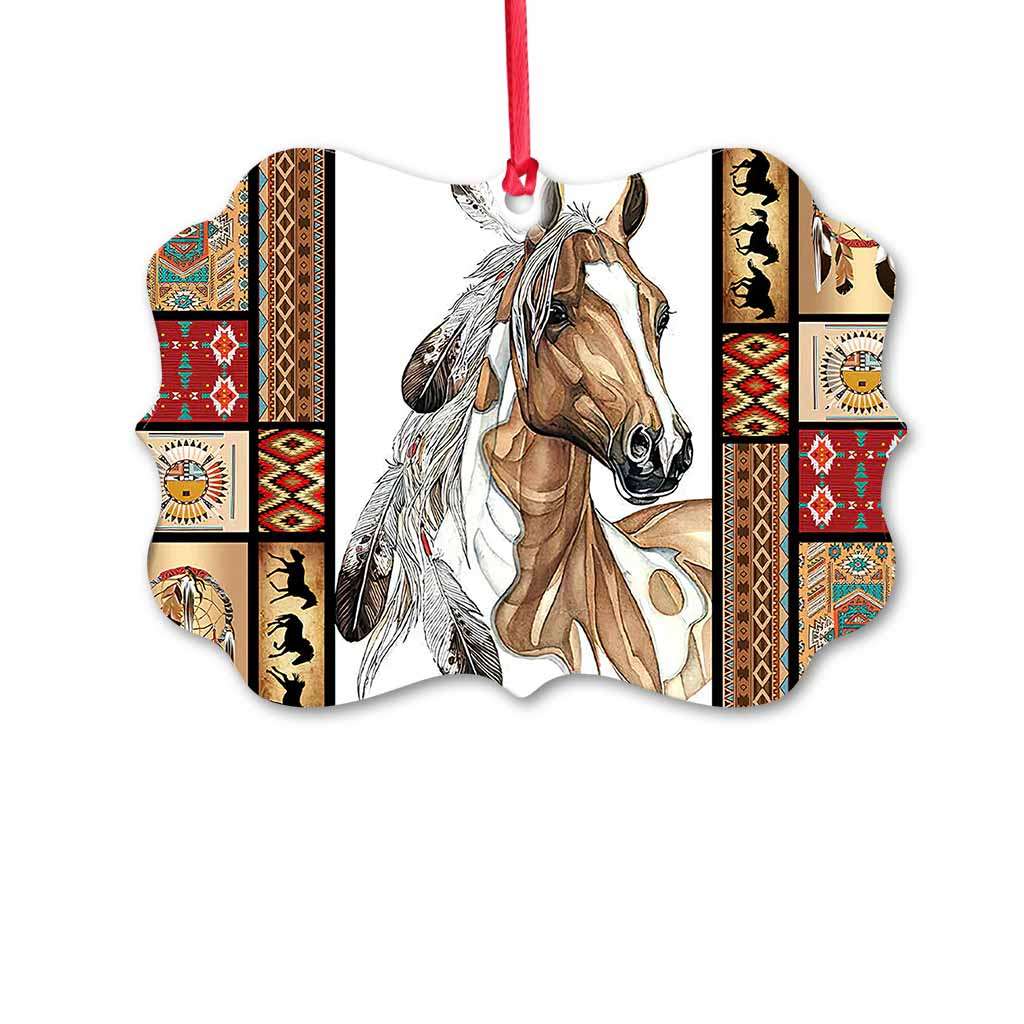 Horse Native American Pattern - Horse Ornament (Printed On Both Sides) 1022