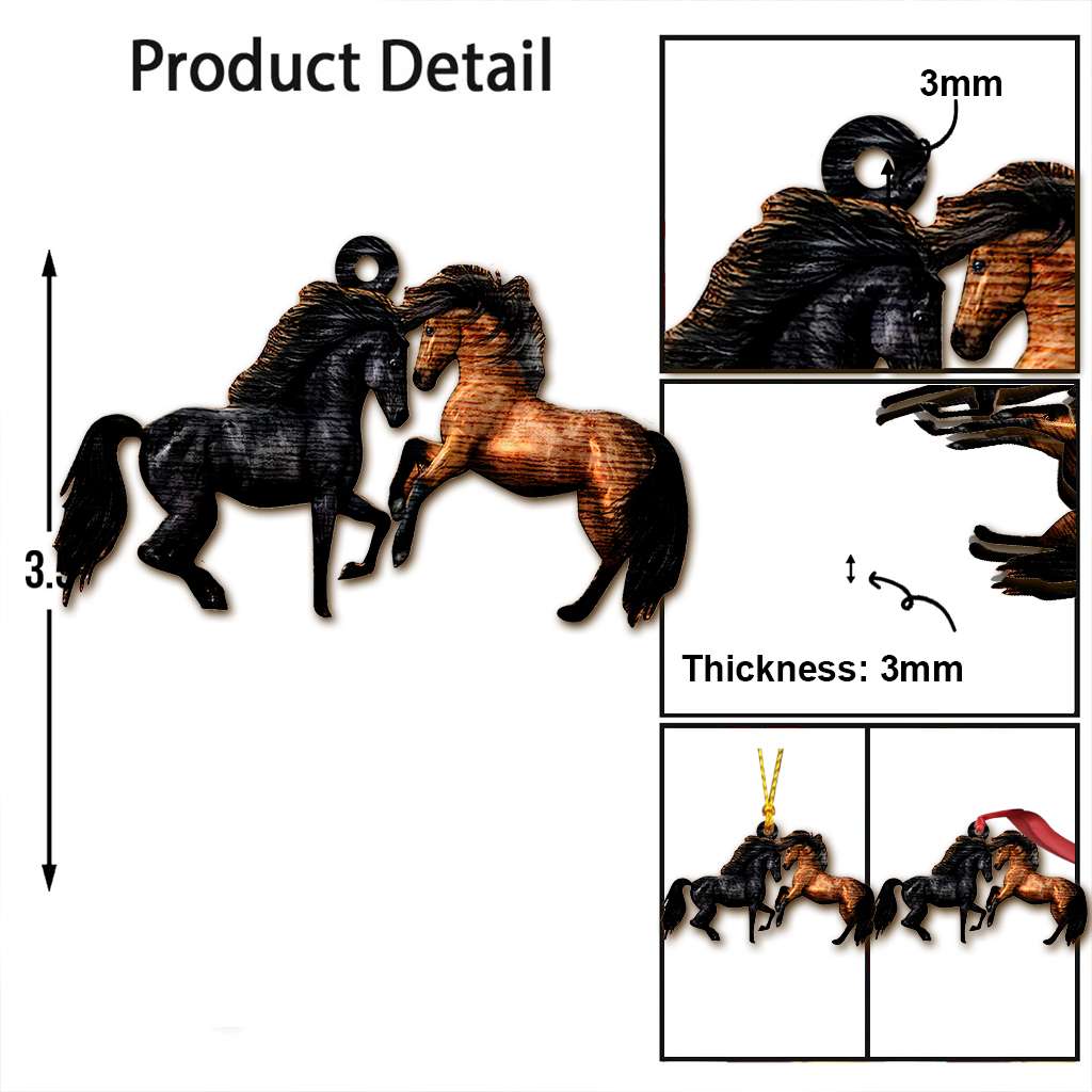 Horses Couple - Horse Ornament (Printed On Both Sides) 1022