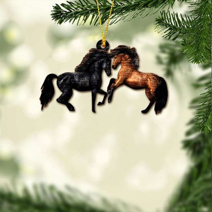 Horses Couple - Horse Ornament (Printed On Both Sides) 1022