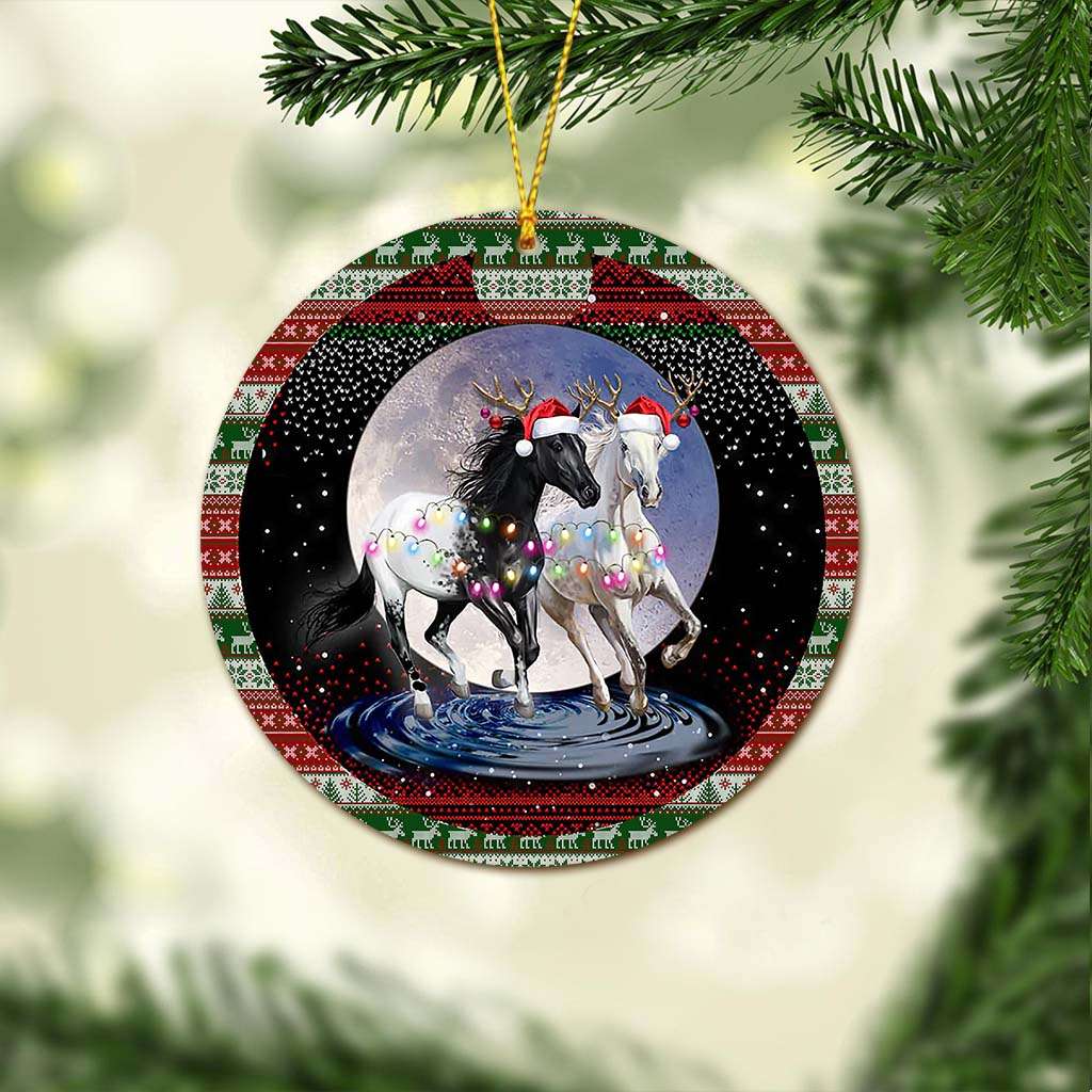 Running Horses Christmas - Horse Ornament (Printed On Both Sides) 1022