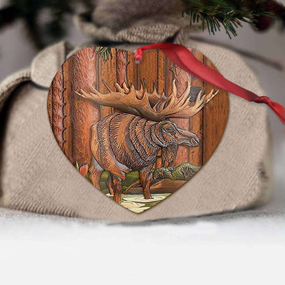 Hunting Wooden Printing Style Moose Hunting - Hunting Ornament (Printed On Both Sides) 1022