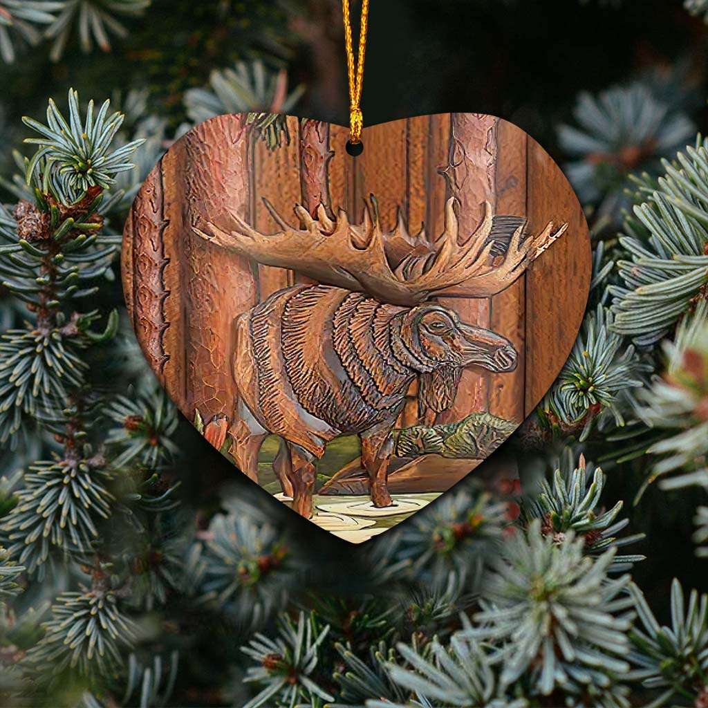 Hunting Wooden Printing Style Moose Hunting - Hunting Ornament (Printed On Both Sides) 1022