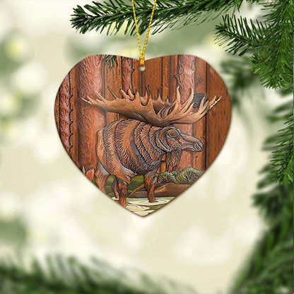 Hunting Wooden Printing Style Moose Hunting - Hunting Ornament (Printed On Both Sides) 1022