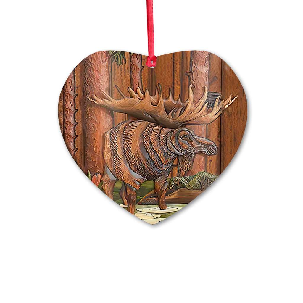 Hunting Wooden Printing Style Moose Hunting - Hunting Ornament (Printed On Both Sides) 1022