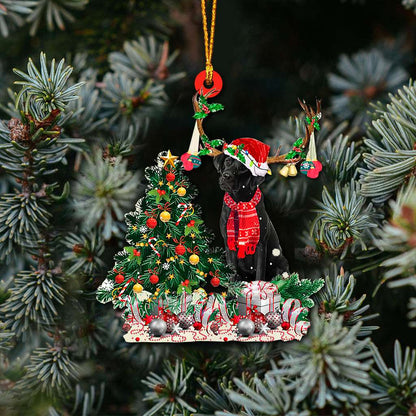 Black Labrador Pine Tree Labrador - Retriever Ornament (Printed On Both Sides) 1022