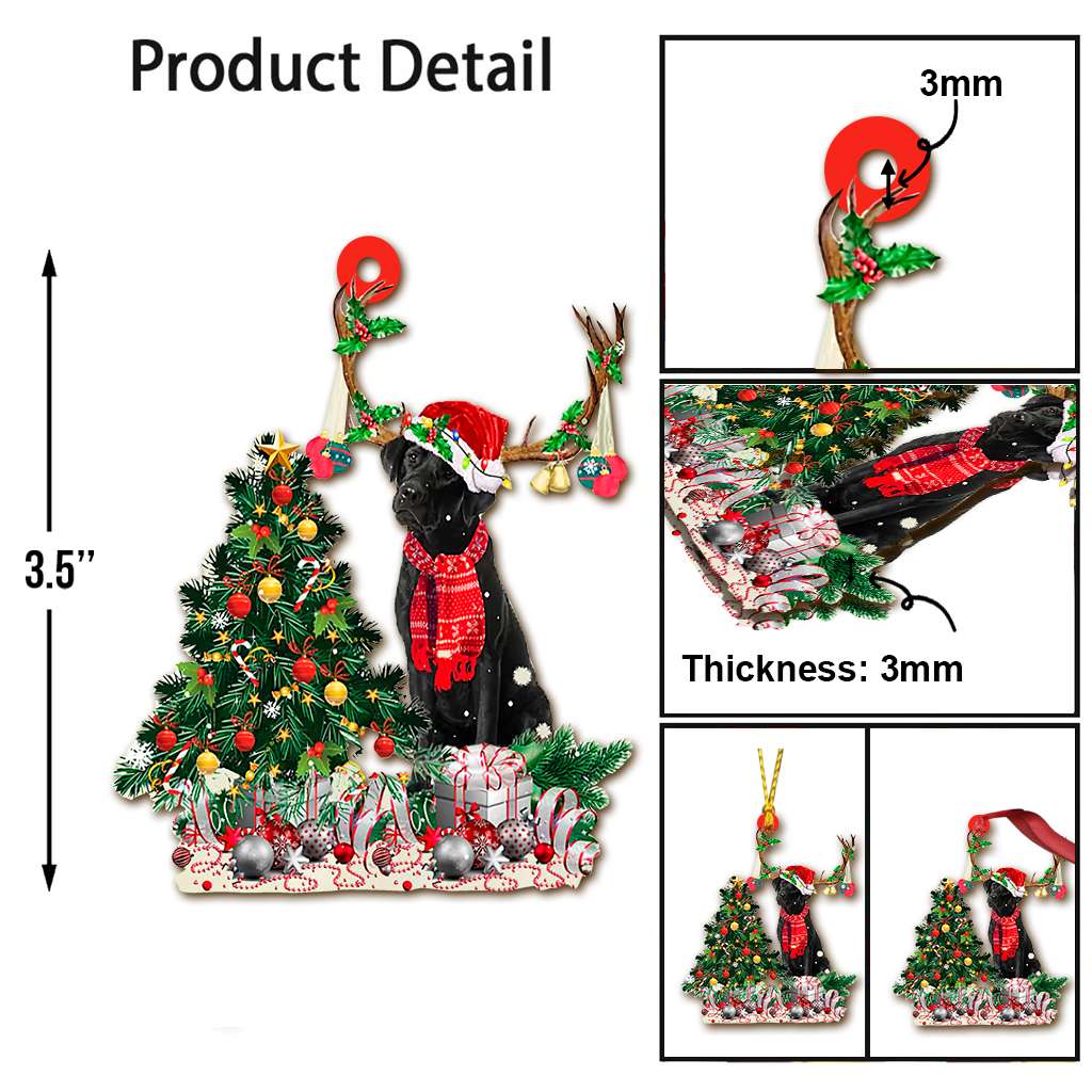 Black Labrador Pine Tree Labrador - Retriever Ornament (Printed On Both Sides) 1022