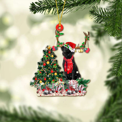 Black Labrador Pine Tree Labrador - Retriever Ornament (Printed On Both Sides) 1022